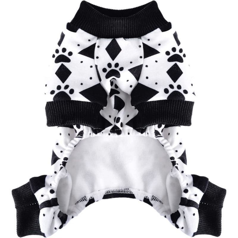 Dog Pajamas Jumpsuit For Small Dogs, Chihuahua Pajamas, Warm Tiny Dog Clothes Outfit-Paw Print Pad