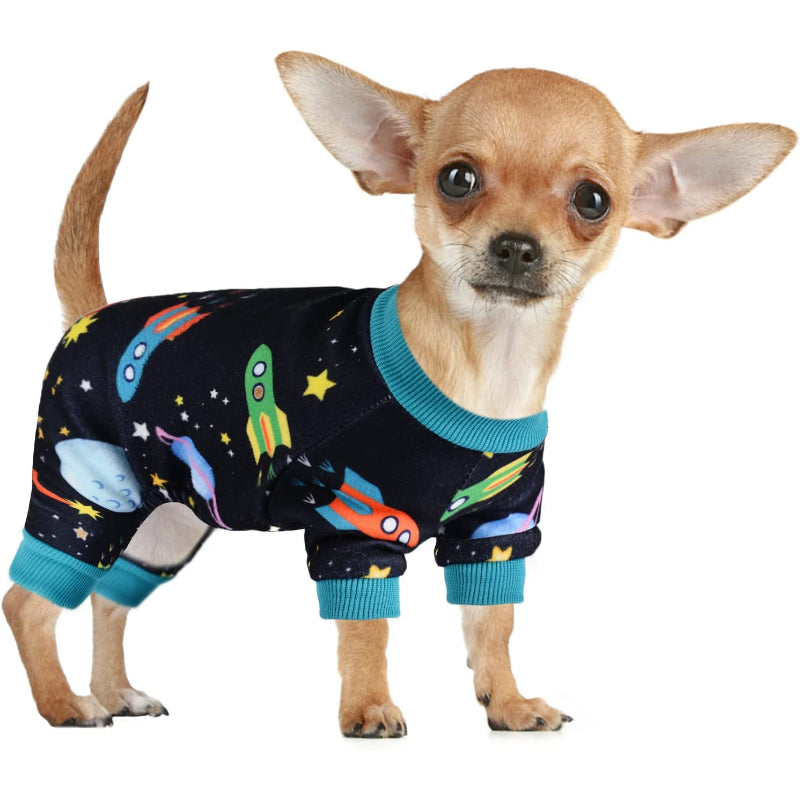 Dog Pajamas Jumpsuit For Small Dogs, Chihuahua Pajamas, Warm Tiny Dog Clothes Outfit-Paw Print Pad