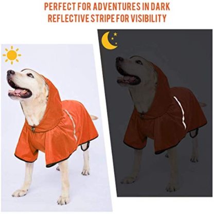 Breathable Dog Raincoat With Adjustable Belly Strap And Leash Hole-Paw Print Pad