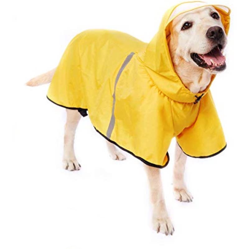 Dog raincoat with adjustable belly strap and leash hole-Paw Print Pad