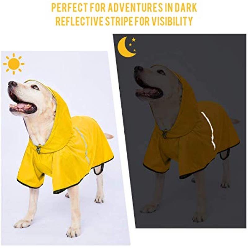 Dog raincoat with adjustable belly strap and leash hole-Paw Print Pad