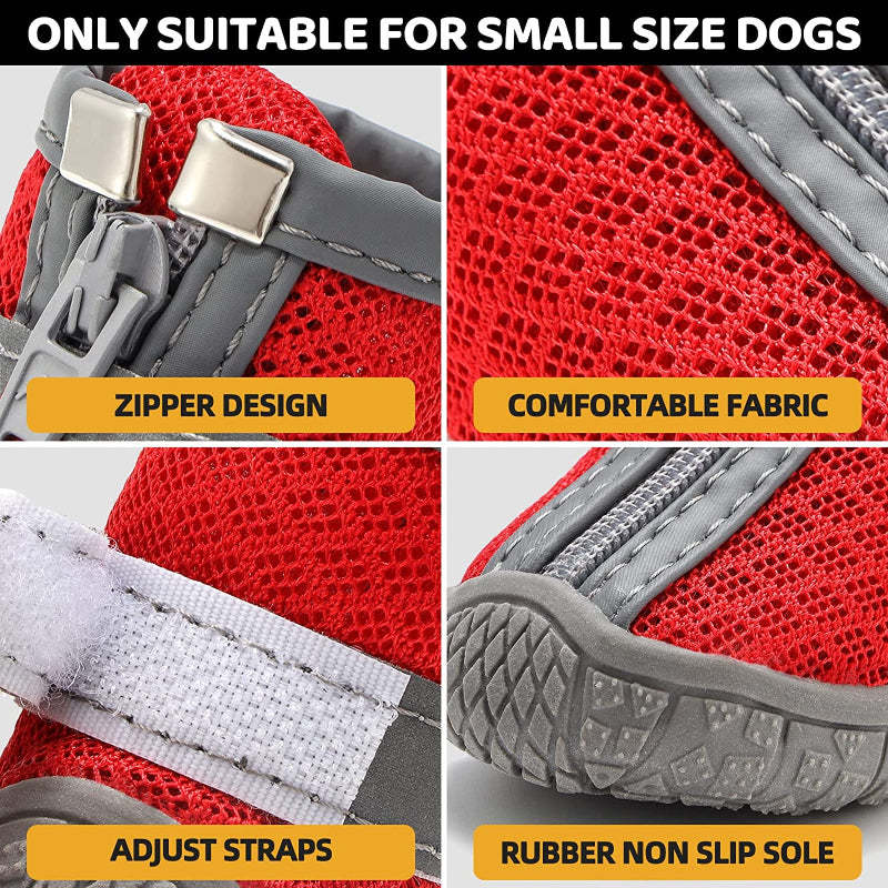 Dog Breathable Shoes For Paw Protector With Reflective Strips Rugged-Paw Print Pad