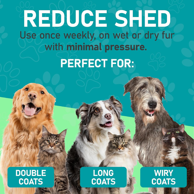 Dual Sided Pet Grooming Brush-Paw Print Pad