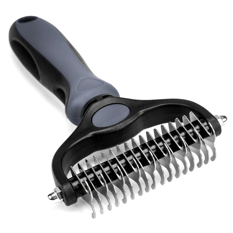 Dual Sided Pet Grooming Brush-Paw Print Pad