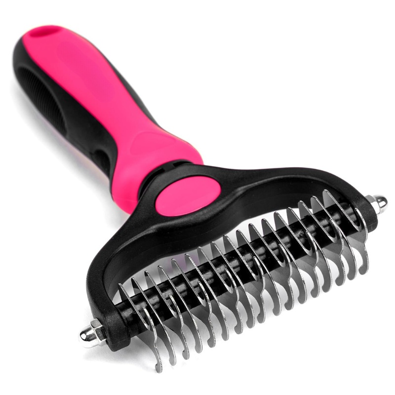 Dual Sided Pet Grooming Brush-Paw Print Pad