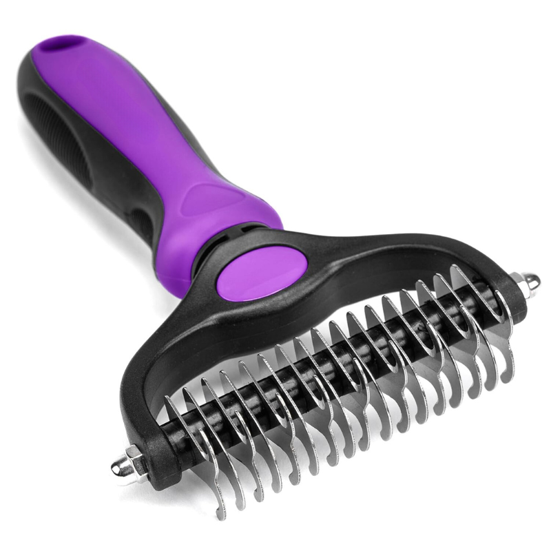 Dual Sided Pet Grooming Brush-Paw Print Pad
