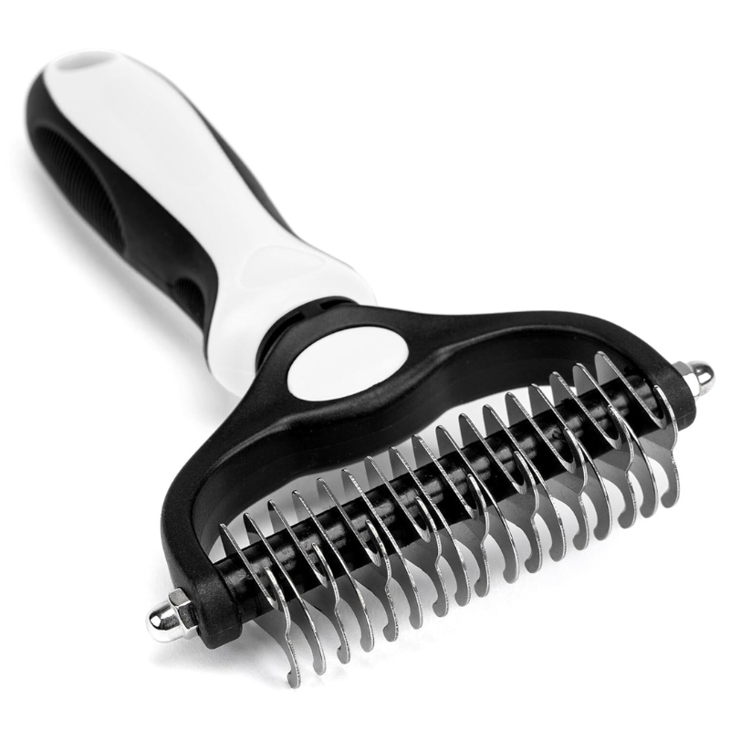 Dual Sided Pet Grooming Brush-Paw Print Pad