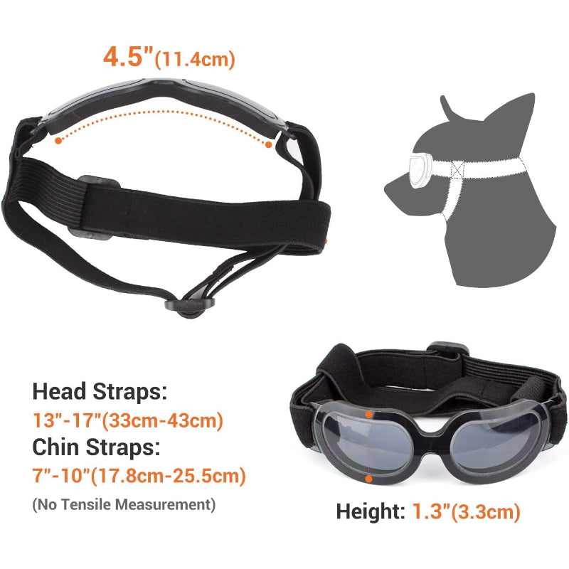 Dog Goggles Small Dog Sunglasses UV Protection Big Cat Glasses Fog/Windproof Outdoor Doggy Eye Protective with Adjustable Band for Small Dogs-Paw Print Pad