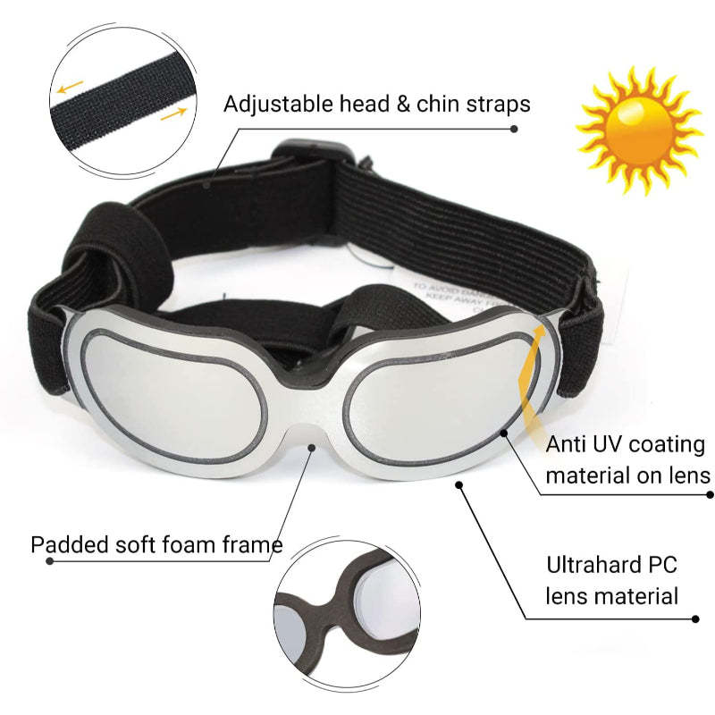 Dog Goggles Small Dog Sunglasses UV Protection Big Cat Glasses Fog/Windproof Outdoor Doggy Eye Protective with Adjustable Band for Small Dogs-Paw Print Pad