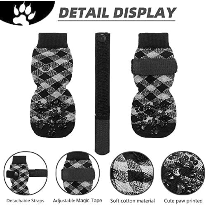 Double Side Anti-Slip Dog Socks Adjustable Pet Paw Protector-Paw Print Pad