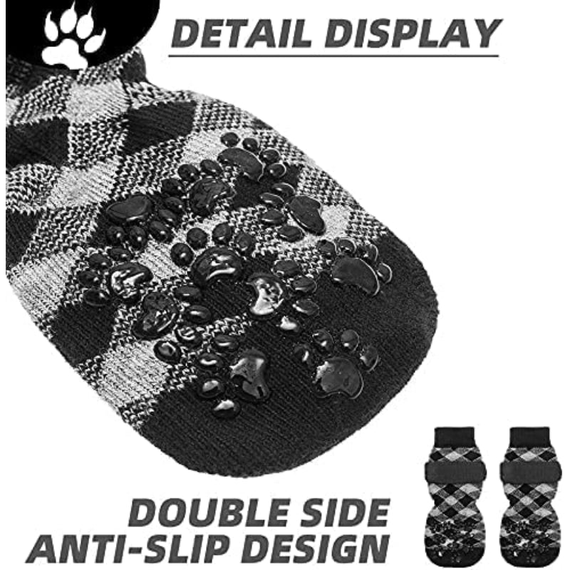 Double Side Anti-Slip Dog Socks Adjustable Pet Paw Protector-Paw Print Pad