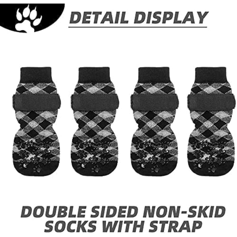Double Side Anti-Slip Dog Socks Adjustable Pet Paw Protector-Paw Print Pad