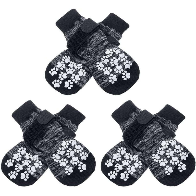 Double Side Anti-Slip Dog Sock With Adjustable Straps-Paw Print Pad