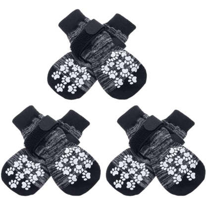 Double Side Anti-Slip Dog Sock With Adjustable Straps-Paw Print Pad