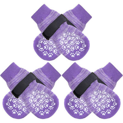Double Side Anti-Slip Dog Socks With Adjustable Strap Strong Grips-Paw Print Pad