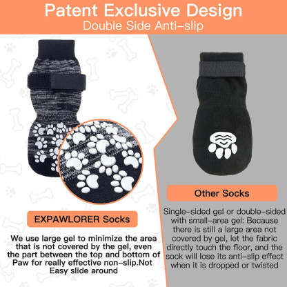 Double Side Anti-Slip Dog Sock With Adjustable Straps-Paw Print Pad