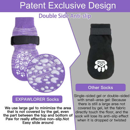 Double Side Anti-Slip Dog Socks With Adjustable Strap Strong Grips-Paw Print Pad