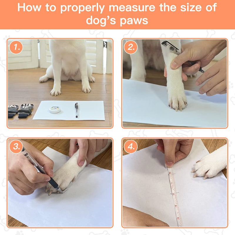 Double Side Anti-Slip Dog Sock With Adjustable Straps-Paw Print Pad