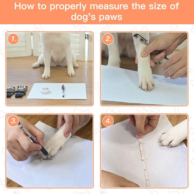 Double Side Anti-Slip Dog Sock With Adjustable Straps-Paw Print Pad