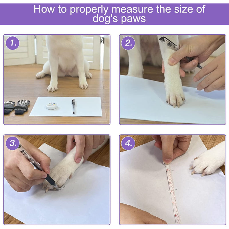 Double Side Anti-Slip Dog Socks With Adjustable Straps For Dogs 4 Pack-Paw Print Pad