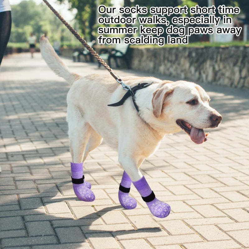 Double Side Anti-Slip Dog Socks With Adjustable Strap Strong Grips-Paw Print Pad
