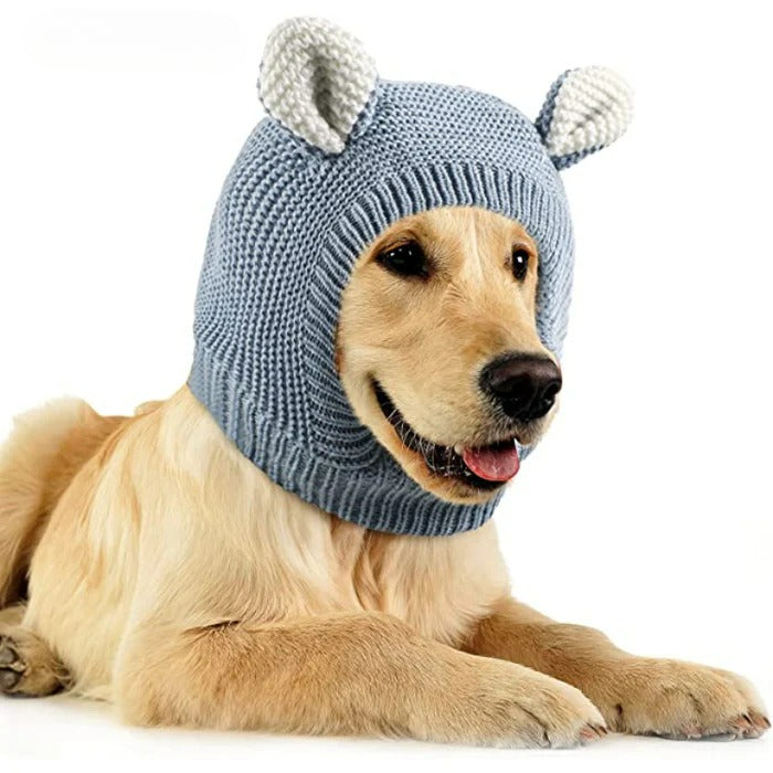 Ears for Dogs, Dog Ear Muffs Noise Protection Knitted Dog Hats Pet-Paw Print Pad