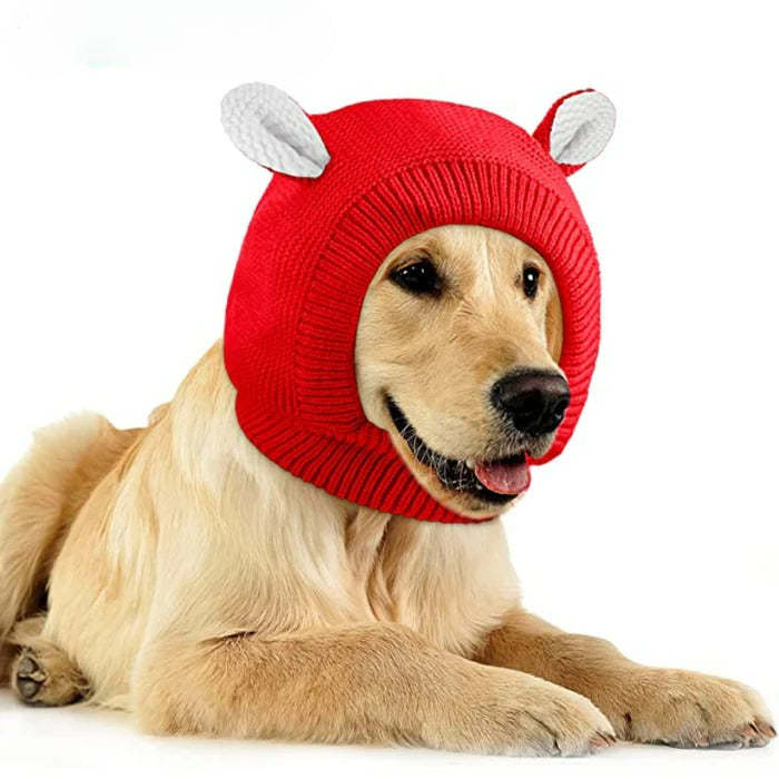 Ears for Dogs, Dog Ear Muffs Noise Protection Knitted Dog Hats Pet-Paw Print Pad