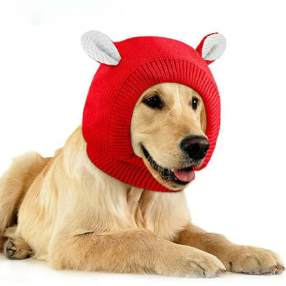 Ears for Dogs, Dog Ear Muffs Noise Protection Knitted Dog Hats Pet-Paw Print Pad