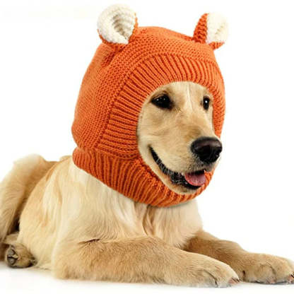 Ears for Dogs, Dog Ear Muffs Noise Protection Knitted Dog Hats Pet-Paw Print Pad