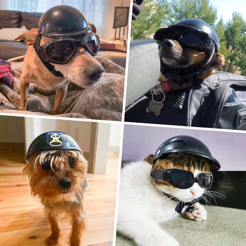 Pet Helmet Dog Hard Hat Small Dogs Motorcycle Helmet Bike Cat Hat Outdoor Riding Puppy Cap-Paw Print Pad