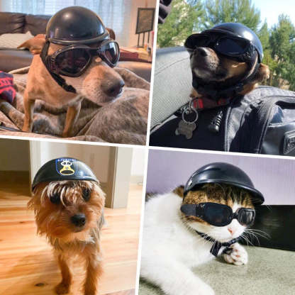 Pet Helmet Dog Hard Hat Small Dogs Motorcycle Helmet Bike Cat Hat Outdoor Riding Puppy Cap-Paw Print Pad