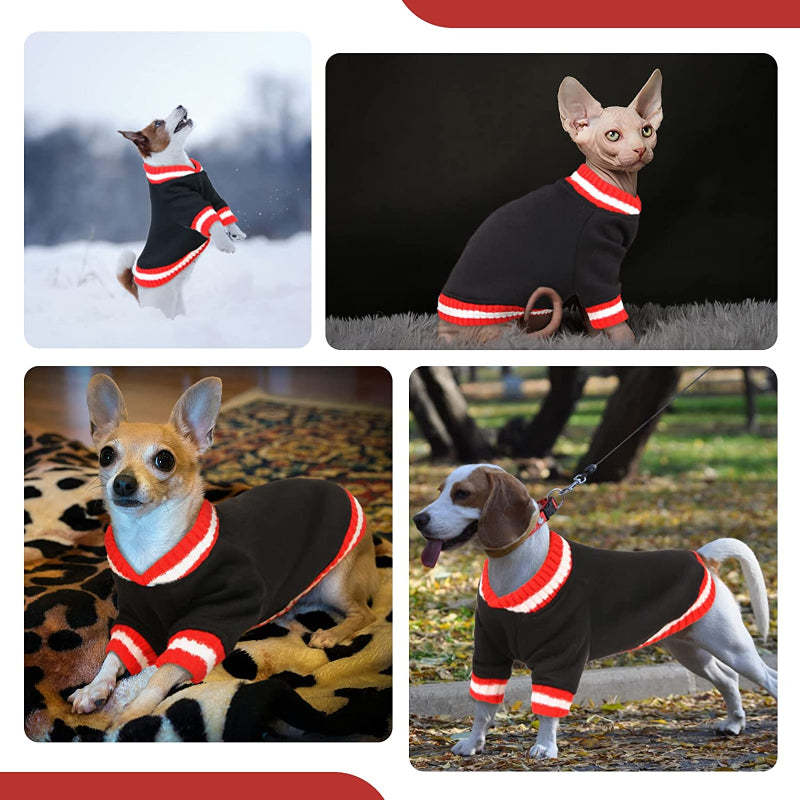 Dog Pullover Sweater For Cold Weather Outfit-Paw Print Pad