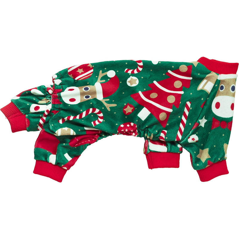 Dog Costume Lightweight Velvet Pajamas, Pet Clothes, Doggy Outfits Cat Jumpsuits-Paw Print Pad