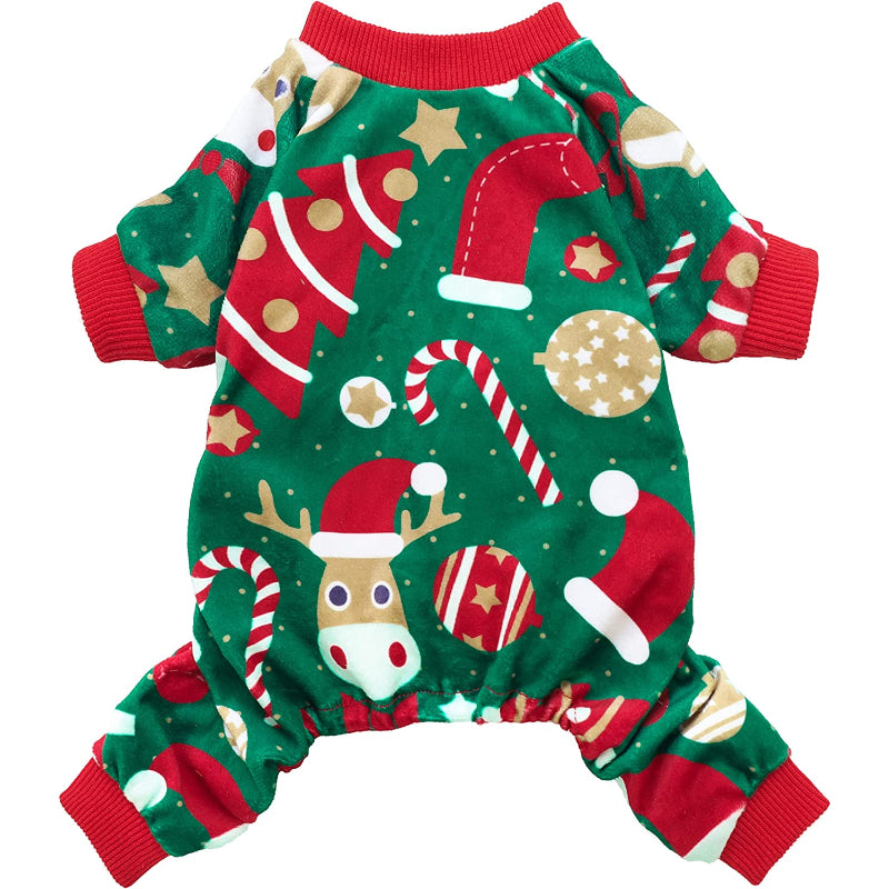 Dog Costume Lightweight Velvet Pajamas, Pet Clothes, Doggy Outfits Cat Jumpsuits-Paw Print Pad