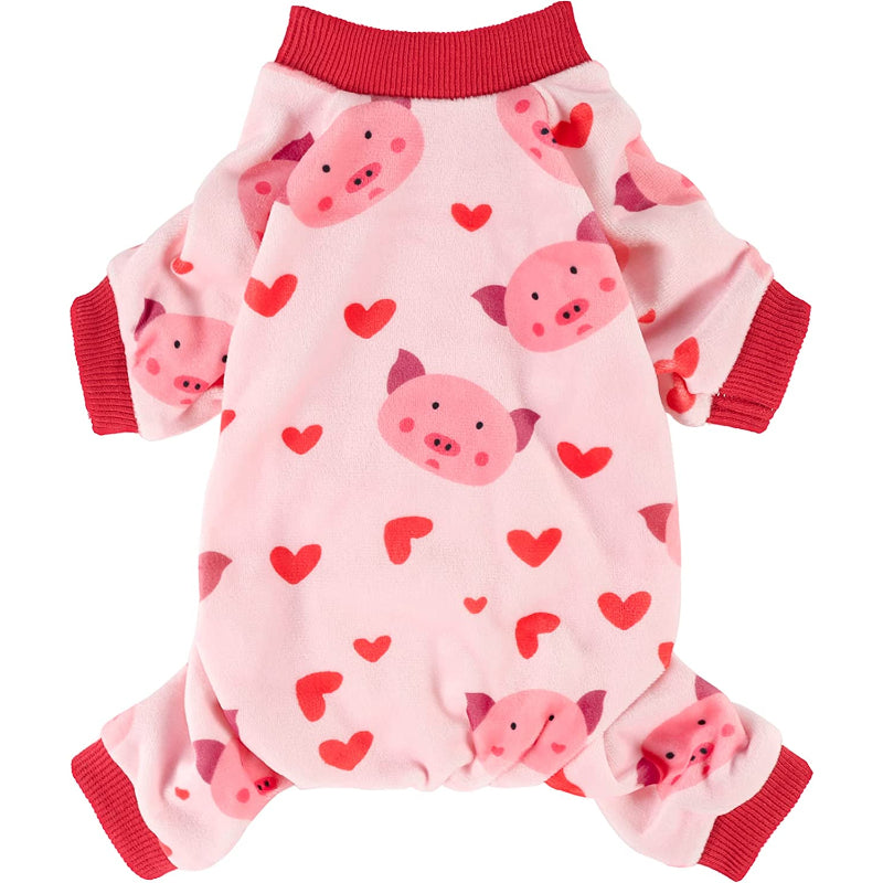 Dog Costume Lightweight Velvet Pajamas, Pet Clothes, Doggy Outfits Cat Jumpsuits-Paw Print Pad