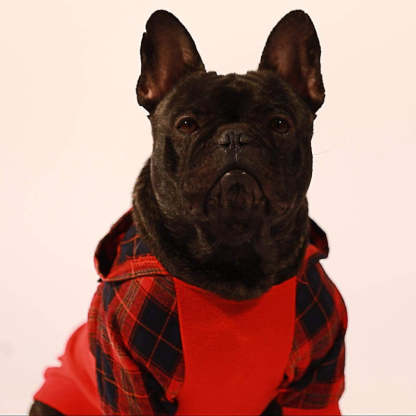 100% Cotton Girl Plaid Dog Clothes Lightweight Puppy Hoodie Pet Sweatshirt Doggie Hooded Outfits Cat Apparel-Paw Print Pad