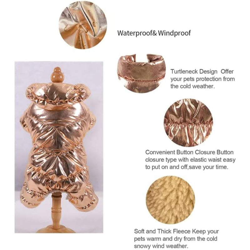 Winter Puppy Dog Coat Waterproof Pet Clothes Windproof Dog Snowsuit Warm Fleece Padded Winter Pet Clothes For Small Dogs-Paw Print Pad