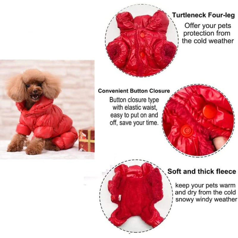 Winter Puppy Dog Coat Waterproof Pet Clothes Windproof Dog Snowsuit Warm Fleece Padded Winter Pet Clothes For Small Dogs-Paw Print Pad