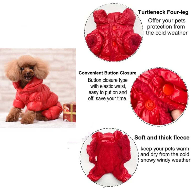Winter Puppy Dog Coat Waterproof Pet Clothes Windproof Dog Snowsuit Warm Fleece Padded Winter Pet Clothes For Small Dogs-Paw Print Pad