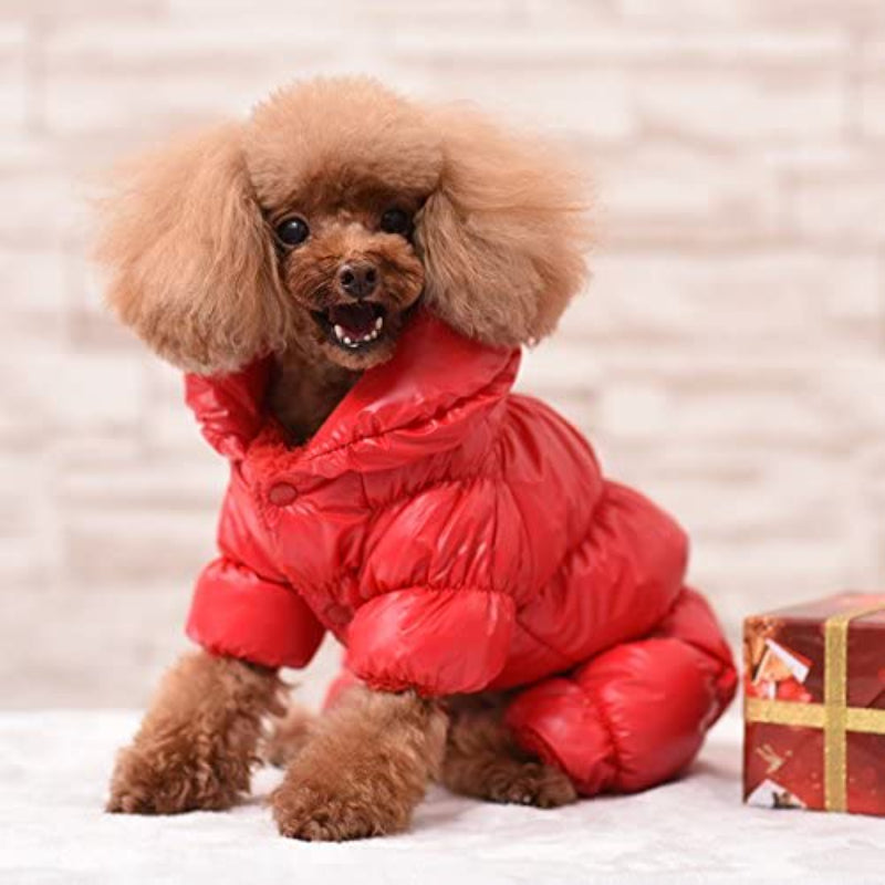 Winter Puppy Dog Coat Waterproof Pet Clothes Windproof Dog Snowsuit Warm Fleece Padded Winter Pet Clothes For Small Dogs-Paw Print Pad