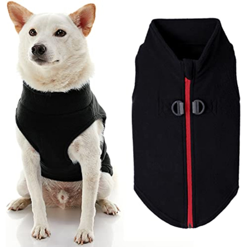 Zip Up Fleece Dog Sweater Winter Small Dog Sweater-Paw Print Pad