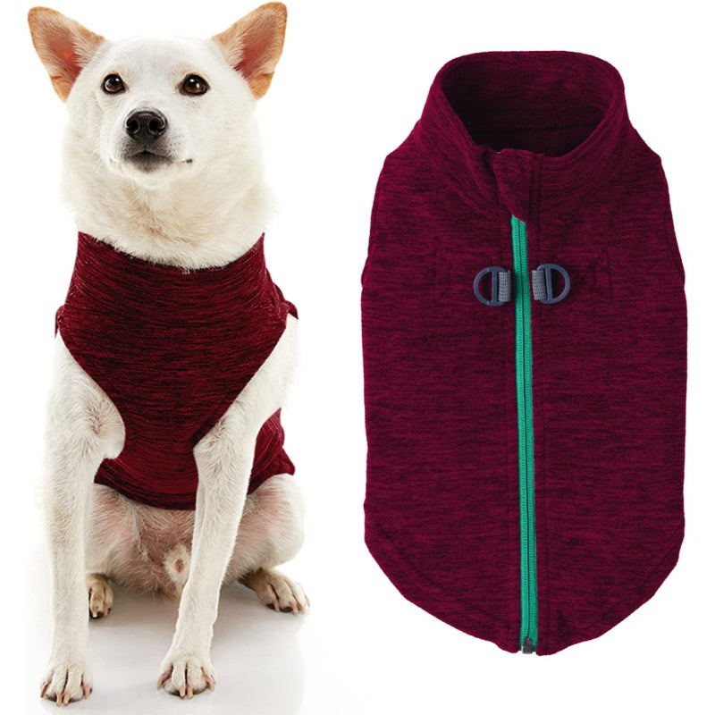 Zip Up Fleece Dog Sweater Winter Small Dog Sweater-Paw Print Pad