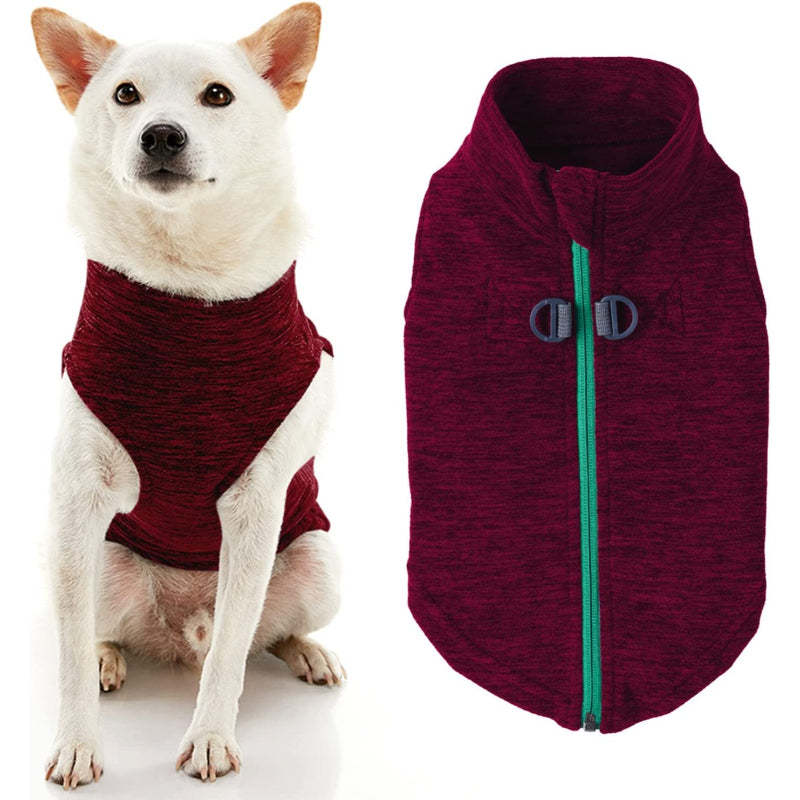 Zip Up Fleece Dog Sweater Winter Small Dog Sweater-Paw Print Pad