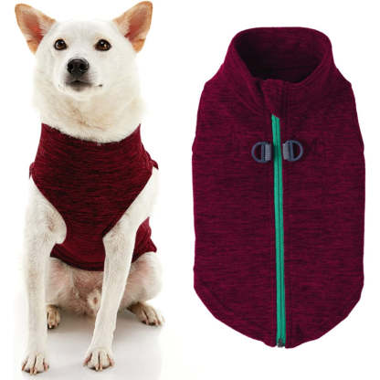 Zip Up Fleece Dog Sweater Winter Small Dog Sweater-Paw Print Pad