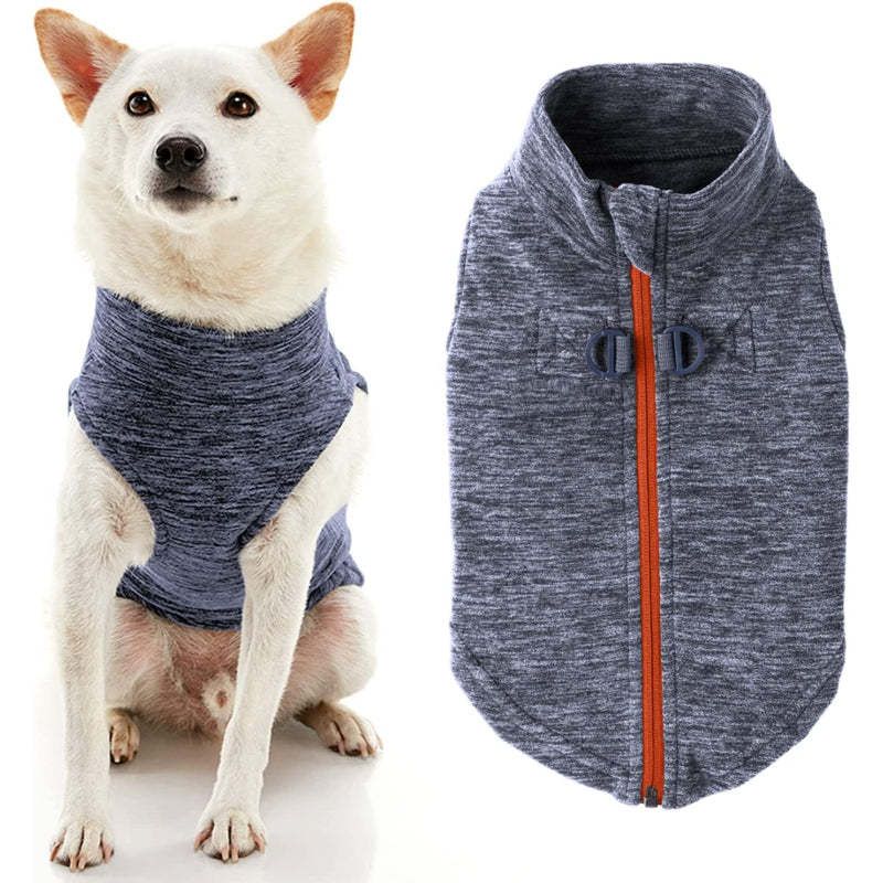 Zip Up Fleece Dog Sweater Winter Small Dog Sweater-Paw Print Pad