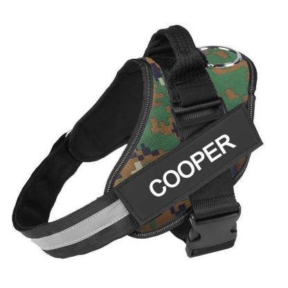 Custom No Pull Dog Harness With Name and Phone Number, Heavy Duty Personalized Pet Vest-Paw Print Pad