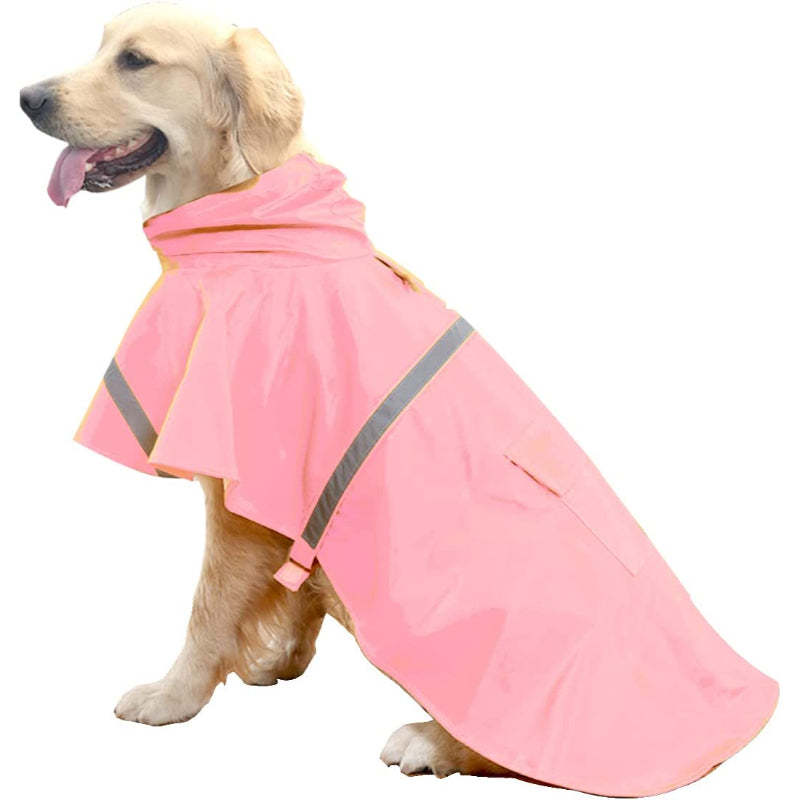 Dog Raincoats for Large Dogs with Reflective Strip Hoodie,Rain Poncho Jacket for Dogs-Paw Print Pad