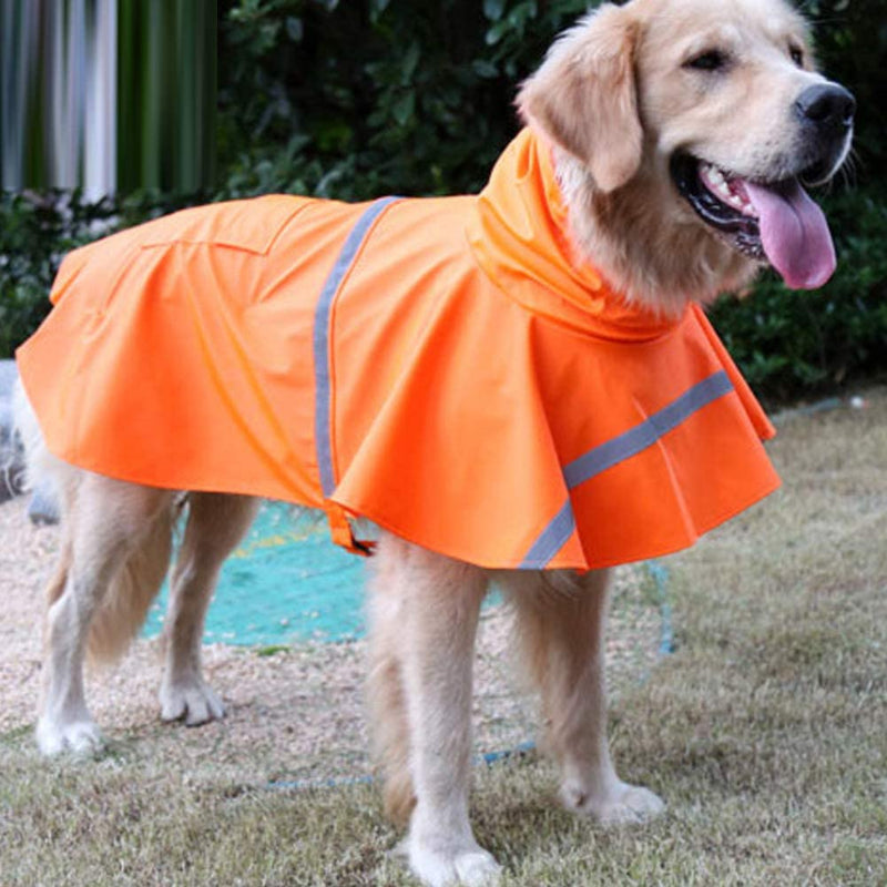 Dog Raincoats for Large Dogs with Reflective Strip Hoodie,Rain Poncho Jacket for Dogs-Paw Print Pad
