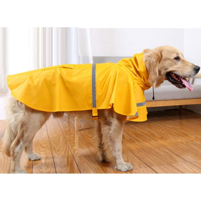 Dog Raincoats for Large Dogs with Reflective Strip Hoodie,Rain Poncho Jacket for Dogs-Paw Print Pad