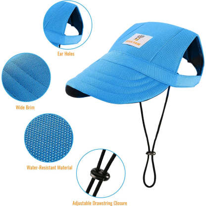Baseball Dog Hat's With Ear Holes And Adjustable Drawstring-Paw Print Pad